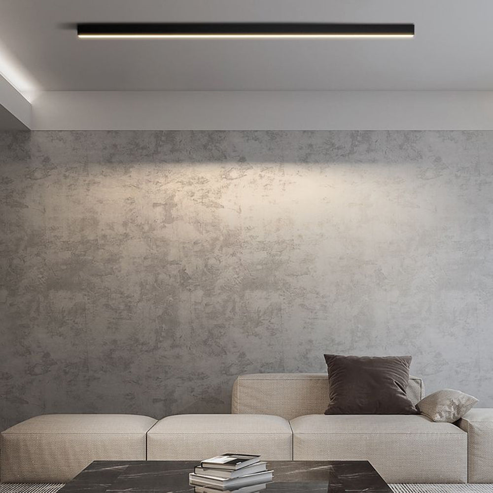 Lineaire moderne LED zwarte metalen plafondlamp met vlakke montage