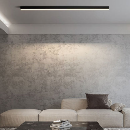 Lineaire moderne LED zwarte metalen plafondlamp met vlakke montage
