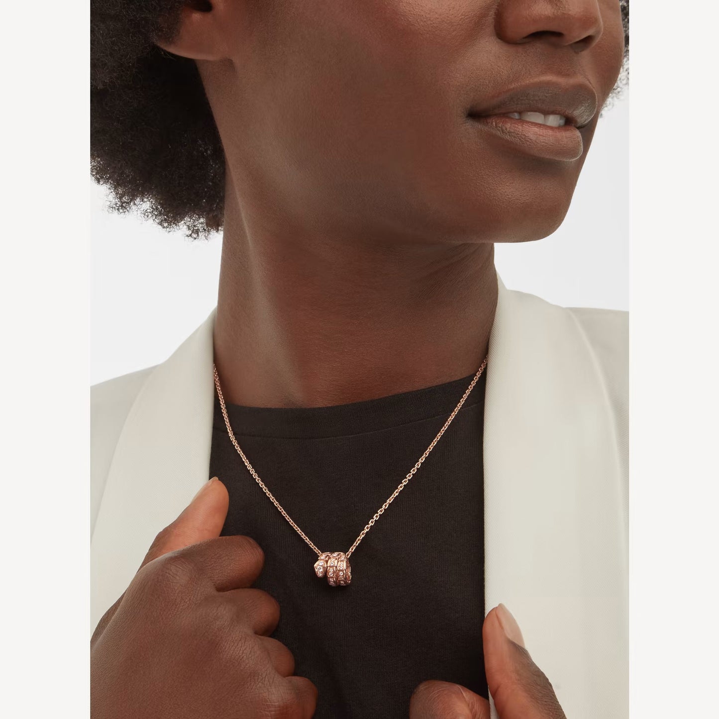 Clytia Love Serpenti Necklace,925 Silver,18k Rose Gold Plated,Cubic Zircon Paved