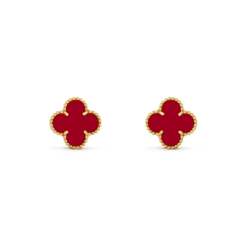 Love Clover Leaf Earstuds,925 Silver, 18k Yellow Gold Plated