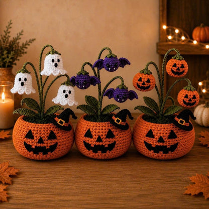 Crochet Halloween Pumpkin Flower Décor – Ventayo