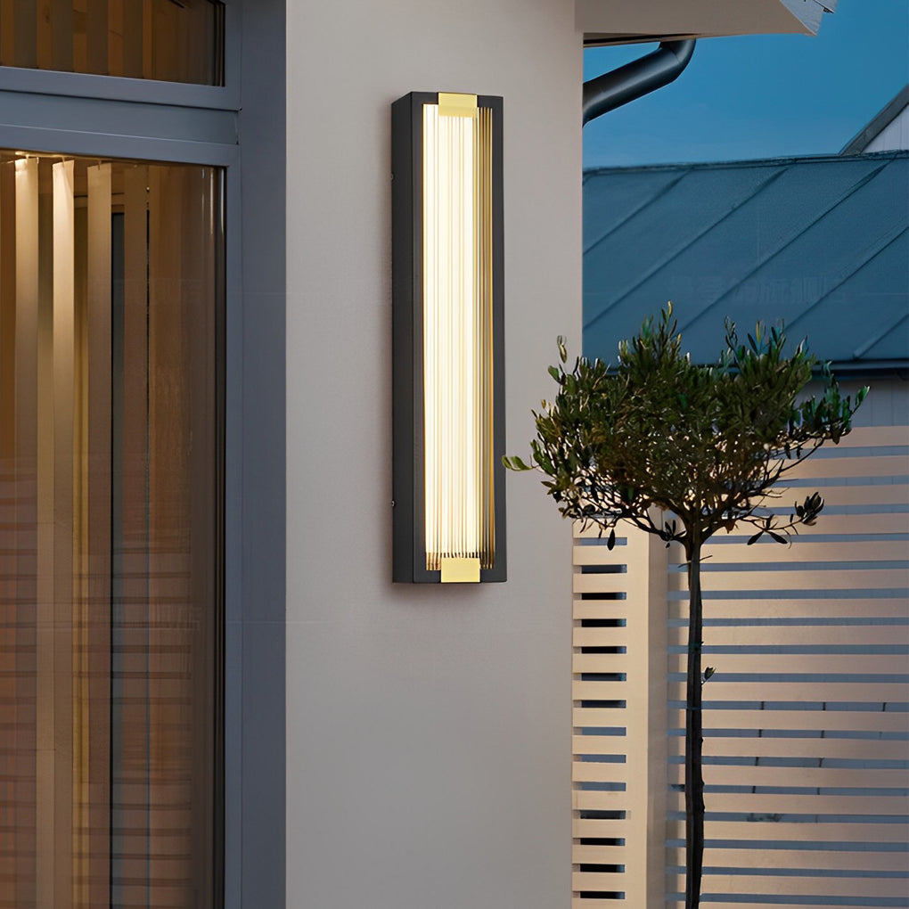 Lámpara de porche moderna rectangular impermeable con luz LED y aplique de pared