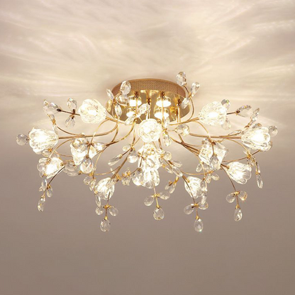 Lámparas de techo empotradas con flores elegantes de Art Deco, doradas