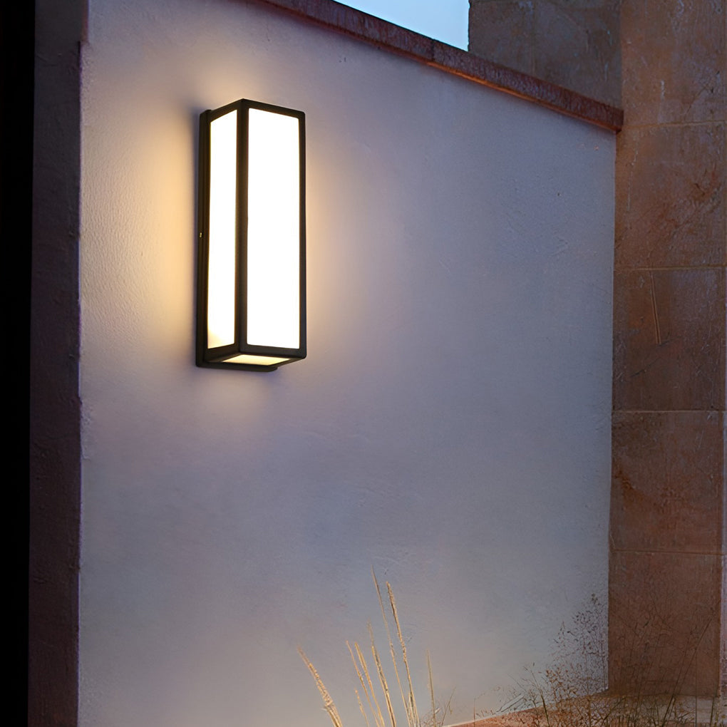 Aplique de pared contemporáneo negro rectangular con sensor de movimiento LED impermeable