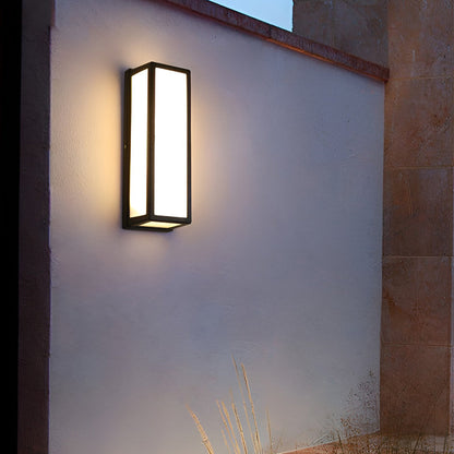 Aplique de pared contemporáneo negro rectangular con sensor de movimiento LED impermeable
