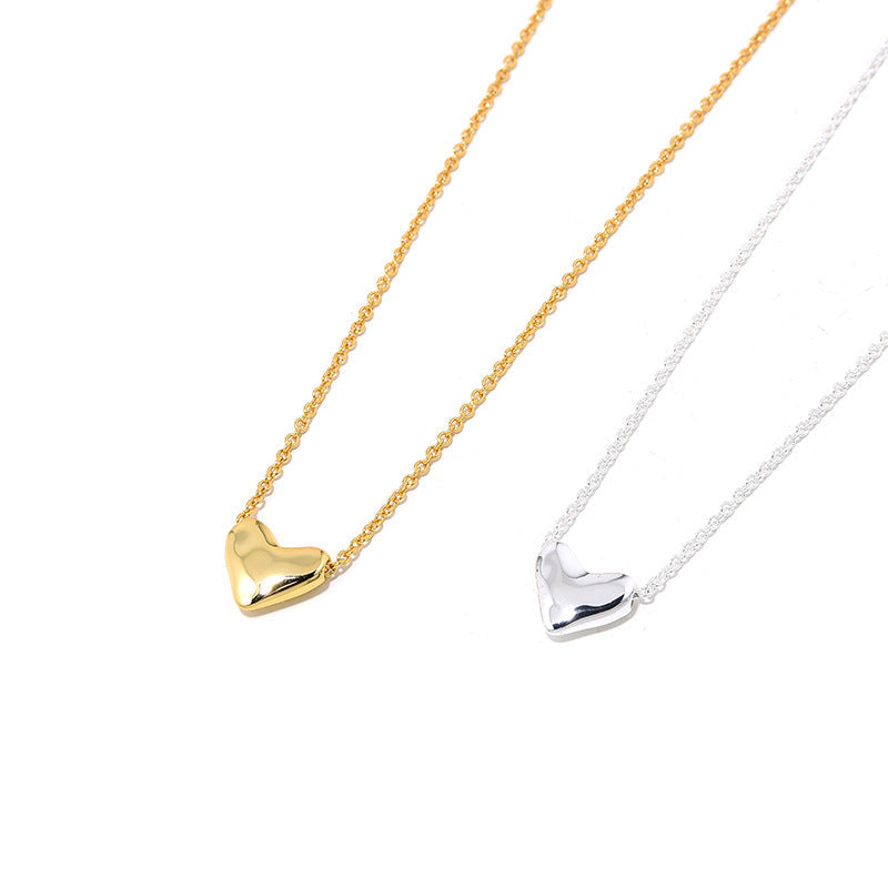 Clytia Love Heart Chain Necklace, 925 Silver, 18k Gold Plated