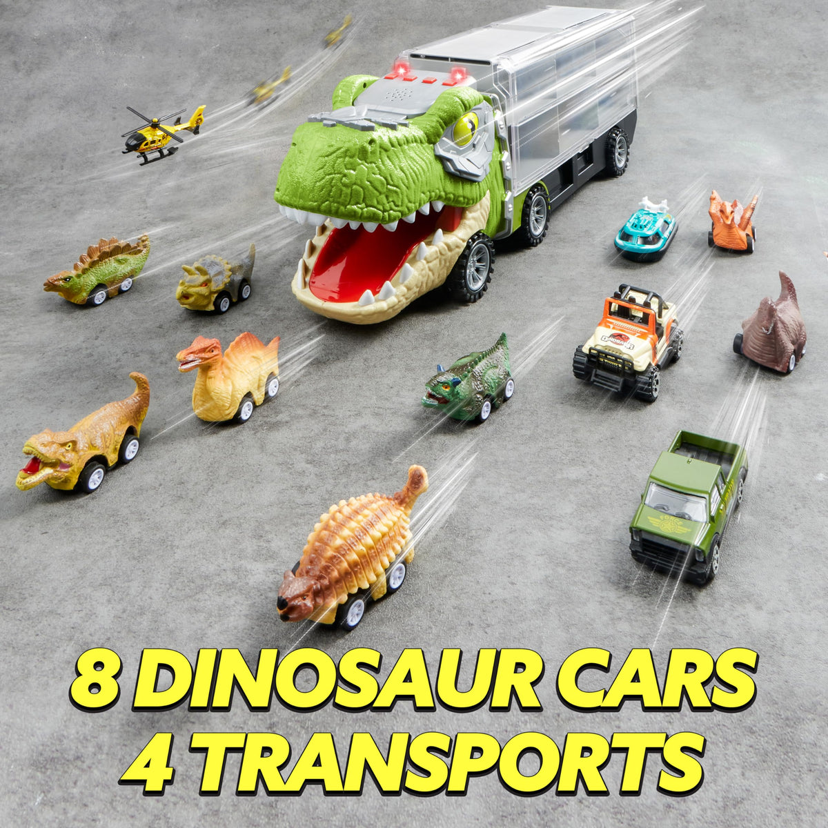 13 in 1 Dinosaur Transport Carrier Truck with Mini Car Set – Ventayo