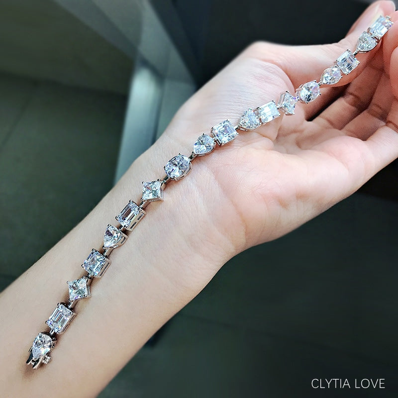 Clytia Love High Carbon Diamond 925 Sterling Silver Bracelet