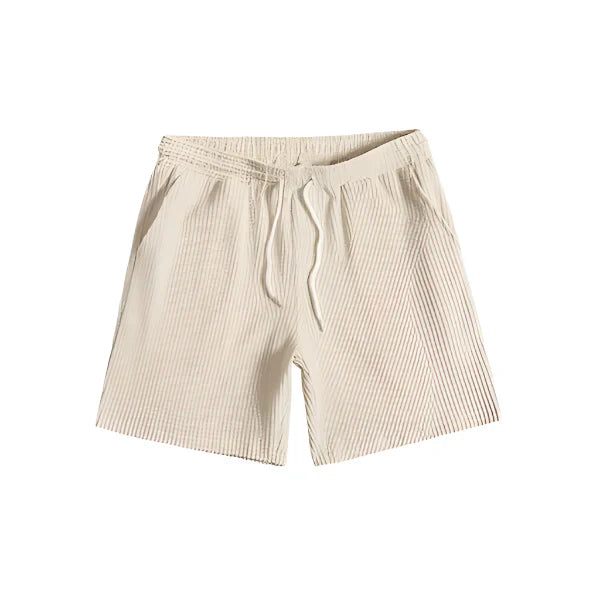 Roma Luce Men’s Summer Outfit Set – Waffle-Textured Cotton-Blend Shirt & Shorts