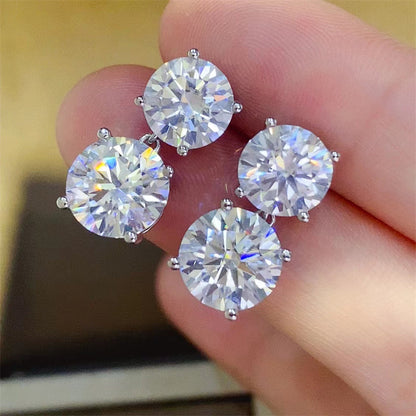 Stellar Radiance 10 Carat Moissanite Silver Earrings