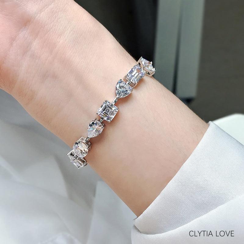 Clytia Love High Carbon Diamond 925 Sterling Silver Bracelet