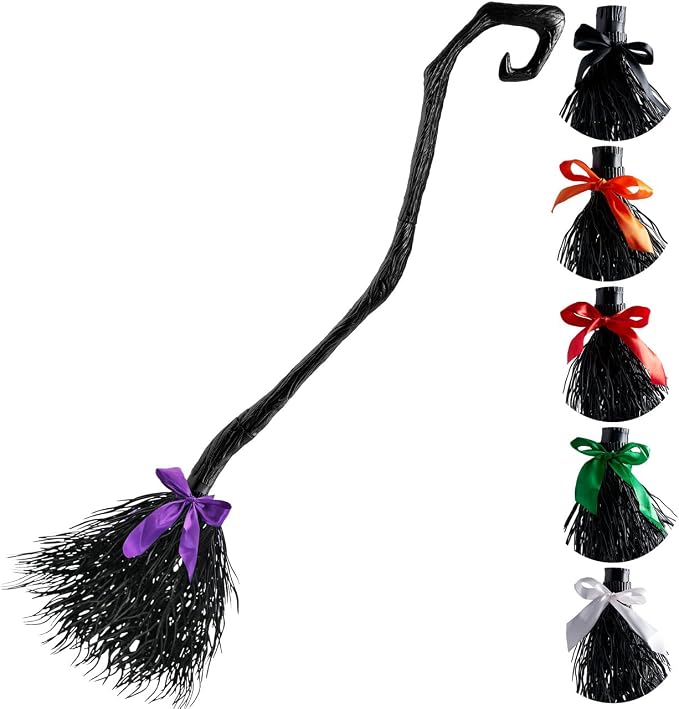 55" Witch Broom with Ribbons - Halloween Costume & Decor Prop – Ventayo