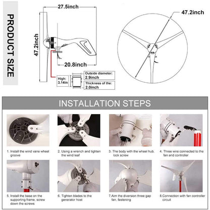 8 Blades Wind Turbine Generator for Home