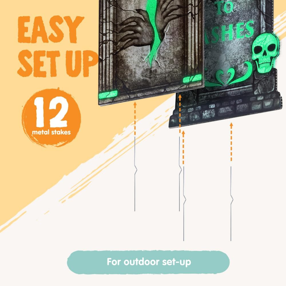 16in Halloween Graveyard Tombstones Fluorescent, 6 Pcs – Ventayo