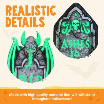 16in Halloween Graveyard Tombstones Fluorescent, 6 Pcs – Ventayo