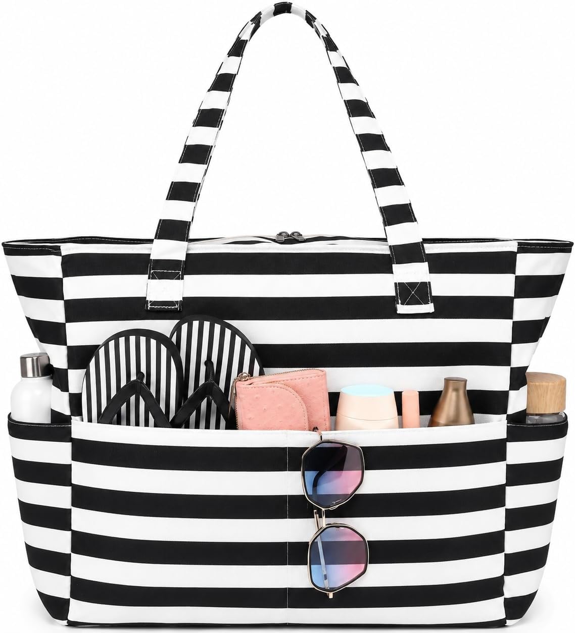 Ventayo – Coastal Collection | Large Waterproof Beach Tote Bag with Zipper & Wet Pocket | Versatile for Travel, Gym, and Grocery