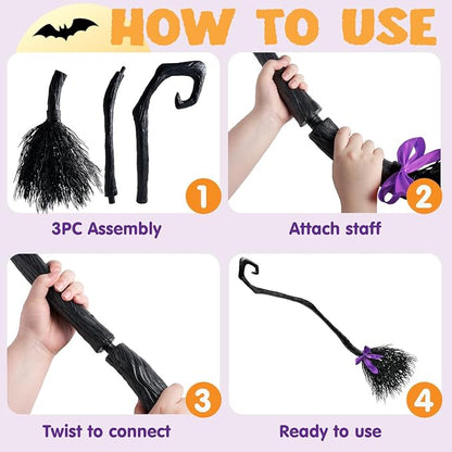 55" Witch Broom with Ribbons - Halloween Costume & Decor Prop – Ventayo