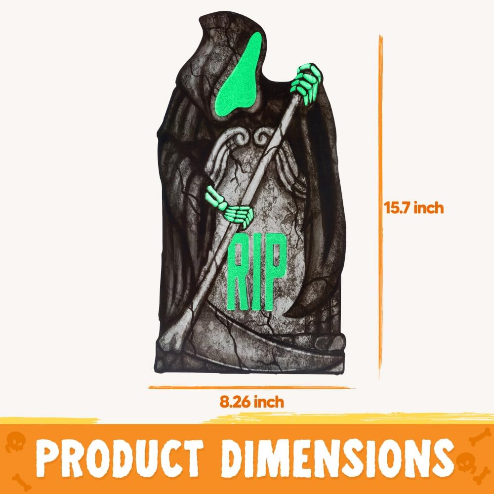 16in Halloween Graveyard Tombstones Fluorescent, 6 Pcs – Ventayo