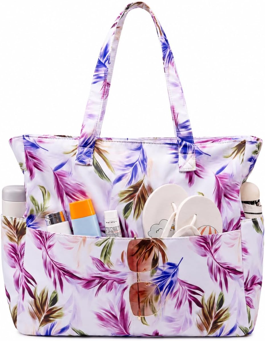 Ventayo – Coastal Collection | Large Waterproof Beach Tote Bag with Zipper & Wet Pocket | Versatile for Travel, Gym, and Grocery