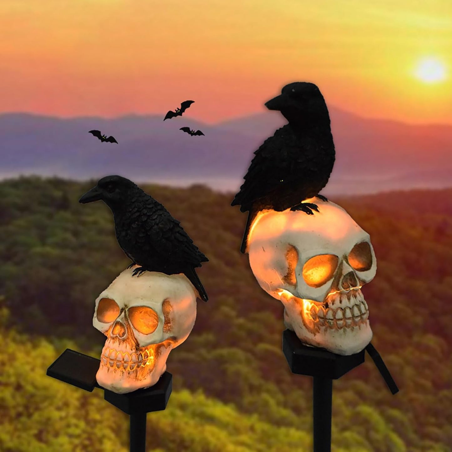RavenGuard – Animated Solar Skull Garden Stake