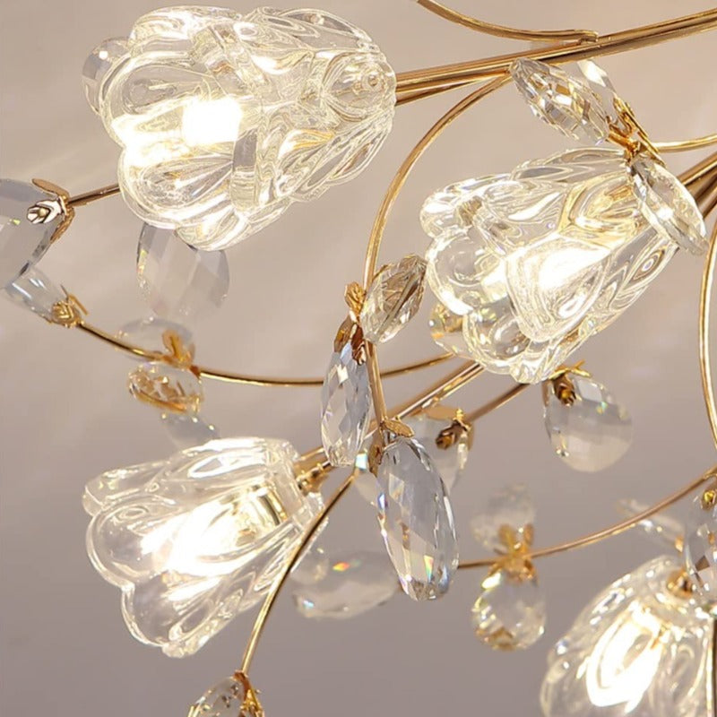 Lámparas de techo empotradas con flores elegantes de Art Deco, doradas