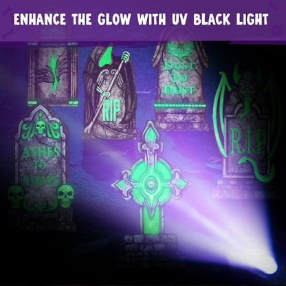 16in Halloween Graveyard Tombstones Fluorescent, 6 Pcs – Ventayo