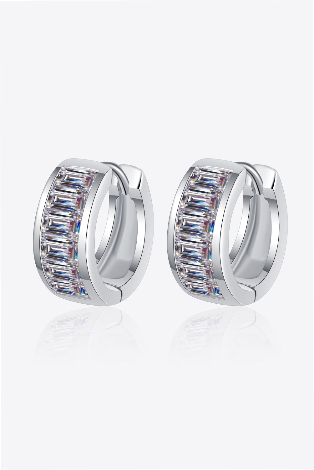 Radiant Hug 1.8 Carat Moissanite Silver Huggie Earrings