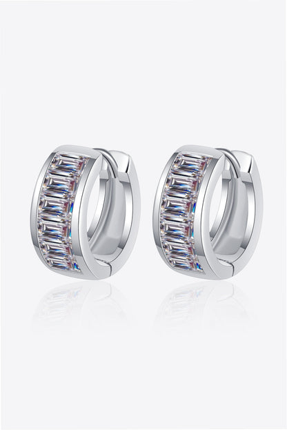 Radiant Hug 1.8 Carat Moissanite Silver Huggie Earrings