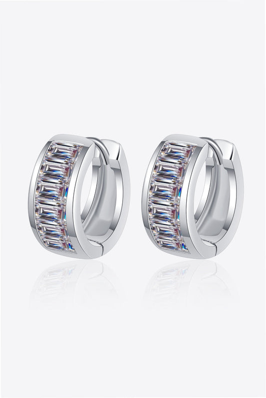 Radiant Hug 1.8 Carat Moissanite Silver Huggie Earrings