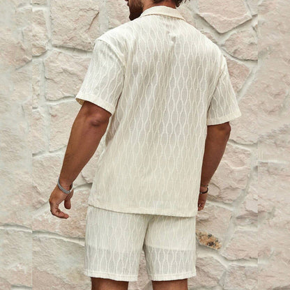Mykonos Men’s Summer Outfit Set – Woven Cotton Shirt & Matching Shorts