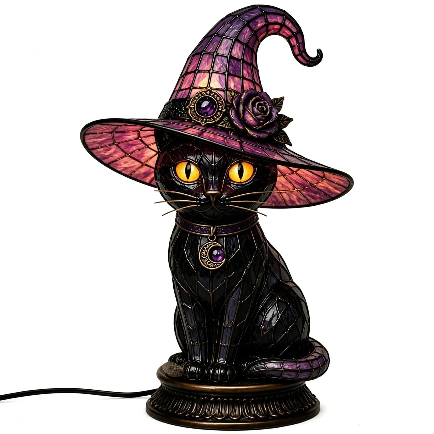 WitchGlow – Vintage Tiffany Style Cat Night Lamp
