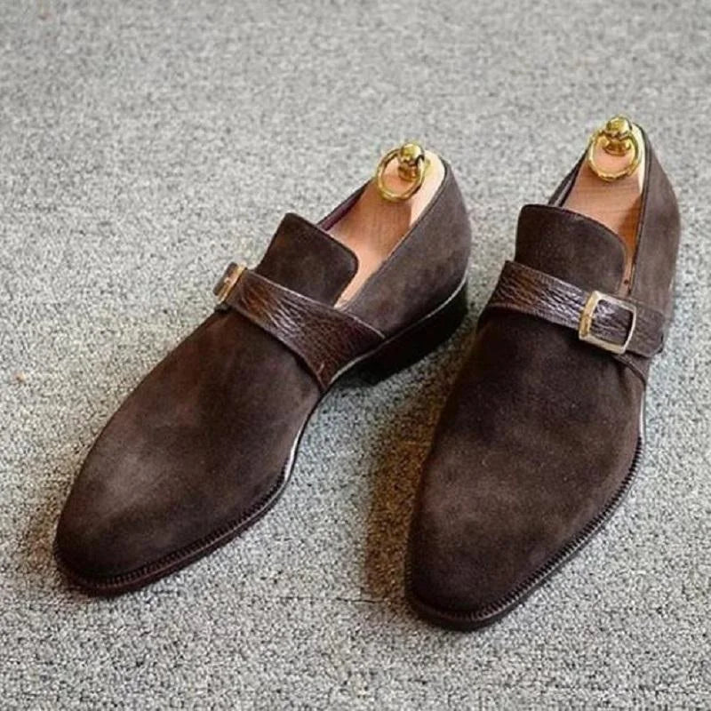 Herren Kunstwildleder Schnallenriemen Business Arbeitskleidung Schuhe Herbst Winter Slipper Loafer