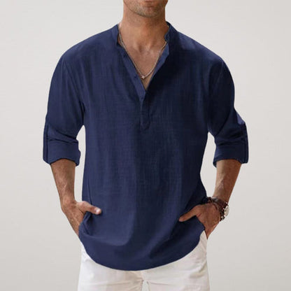 CAPRI Men’s Linen Summer Shirt – Breathable 100% Linen with Rolled-Up Sleeves