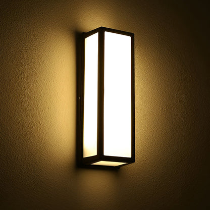 Aplique de pared contemporáneo negro rectangular con sensor de movimiento LED impermeable