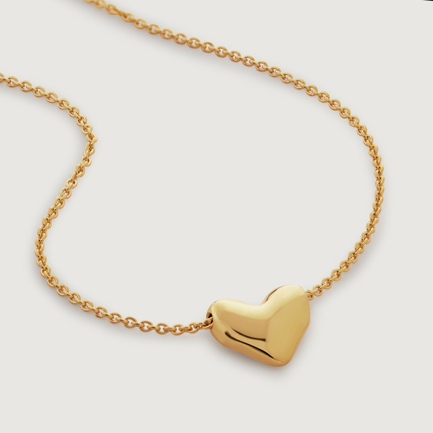 Clytia Love Heart Chain Necklace, 925 Silver, 18k Gold Plated