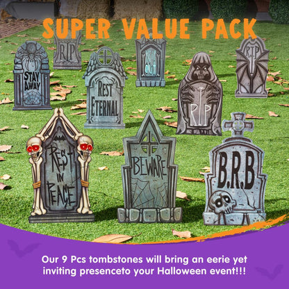 16" 9 Pcs Halloween Tombstones Decorations – Ventayo