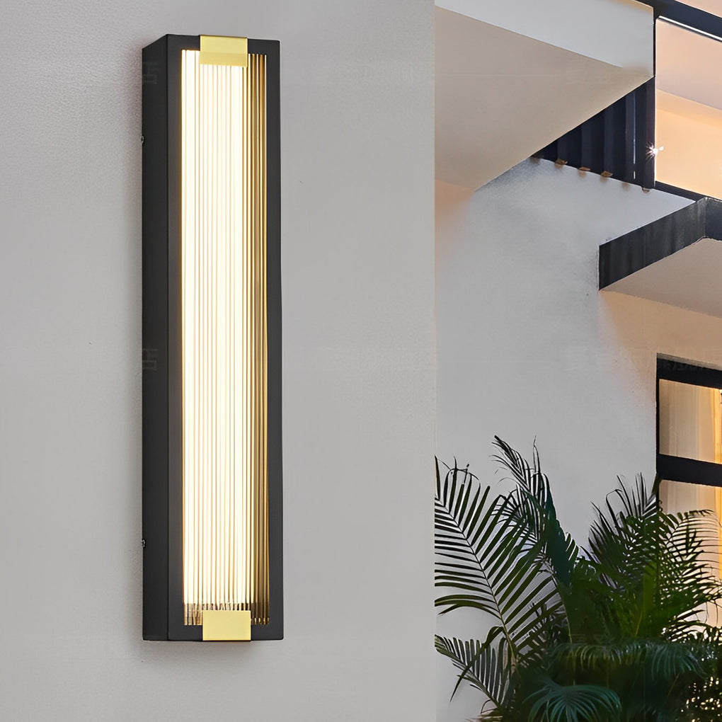 Lámpara de porche moderna rectangular impermeable con luz LED y aplique de pared