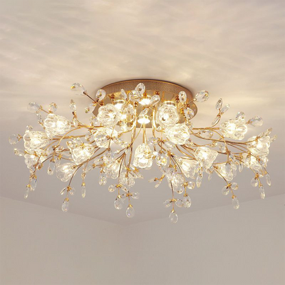Lámparas de techo empotradas con flores elegantes de Art Deco, doradas