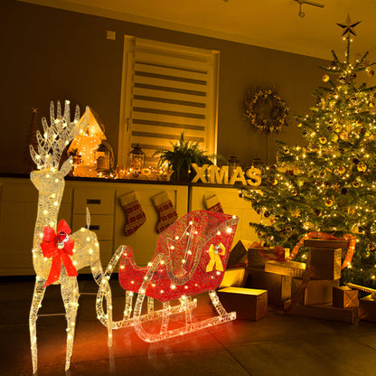 Life Size Outdoor Christmas Reindeer Sleigh Decoration