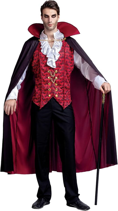 Men's Vampire Costume with Cape - Dracula Halloween Outfit – Ventayo