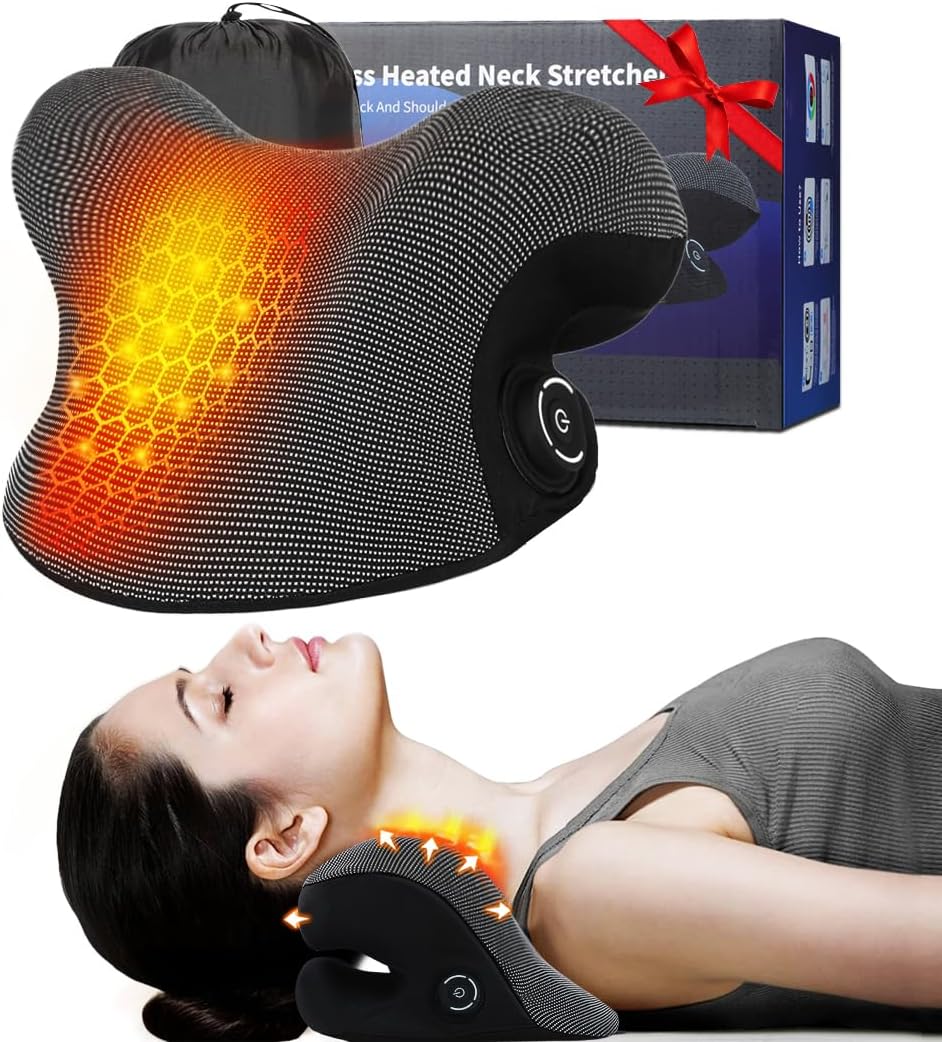 Étireur de cou chauffant pour soulagement de la douleur et relaxation