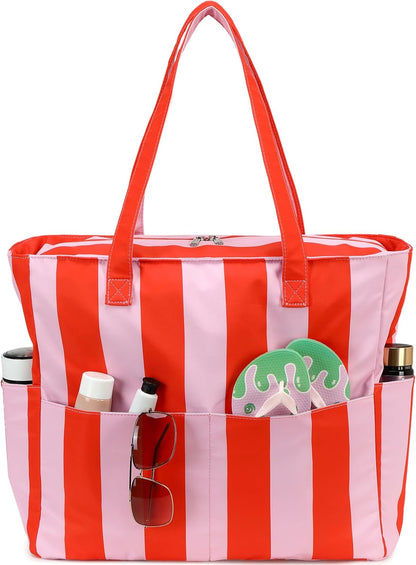 Ventayo – Coastal Collection | Large Waterproof Beach Tote Bag with Zipper & Wet Pocket | Versatile for Travel, Gym, and Grocery
