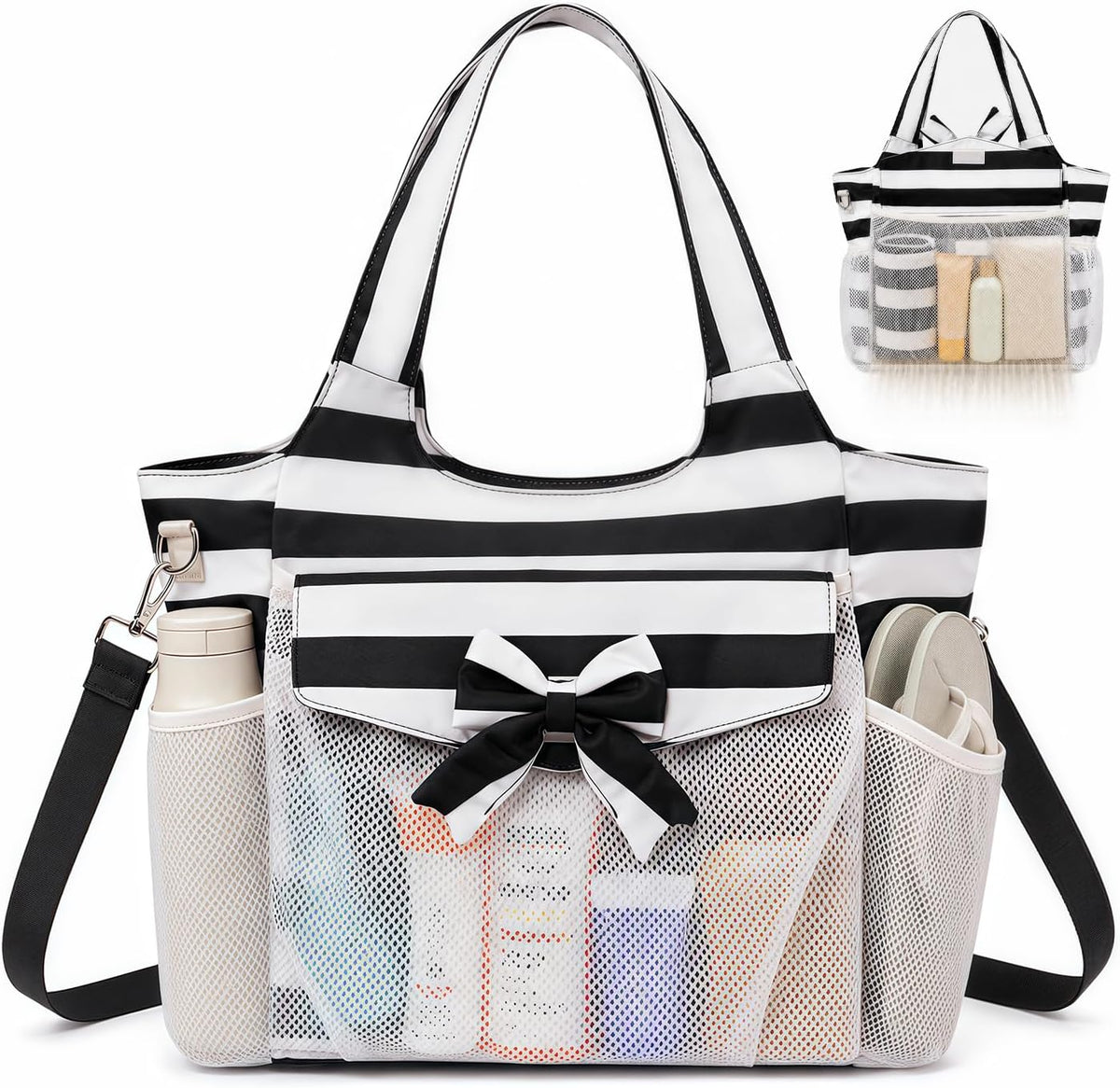Ventayo – Coastal Collection | Large Waterproof Beach Tote Bag with Zipper & Wet Pocket | Versatile for Travel, Gym, and Grocery