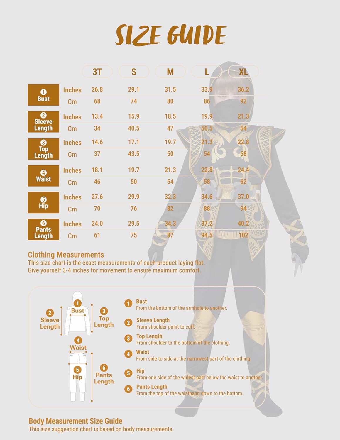 Kids' Golden Halloween Ninja Costume Set – Ventayo