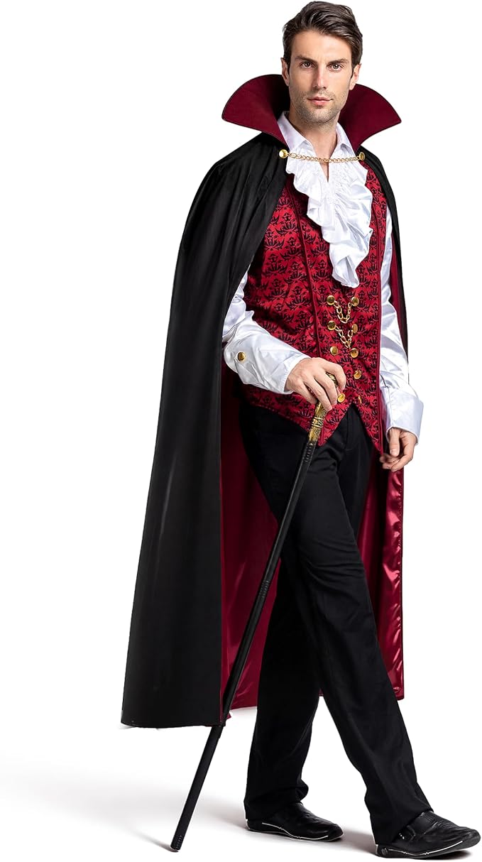 Men's Vampire Costume with Cape - Dracula Halloween Outfit – Ventayo