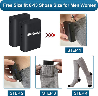 Electric Battery-Operated Rechargeable Self-Heating Heated Socks For Men And Women