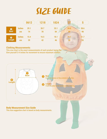 Baby Pumpkin Costume with Green Leaves - Toddler Halloween Outfit – Ventayo