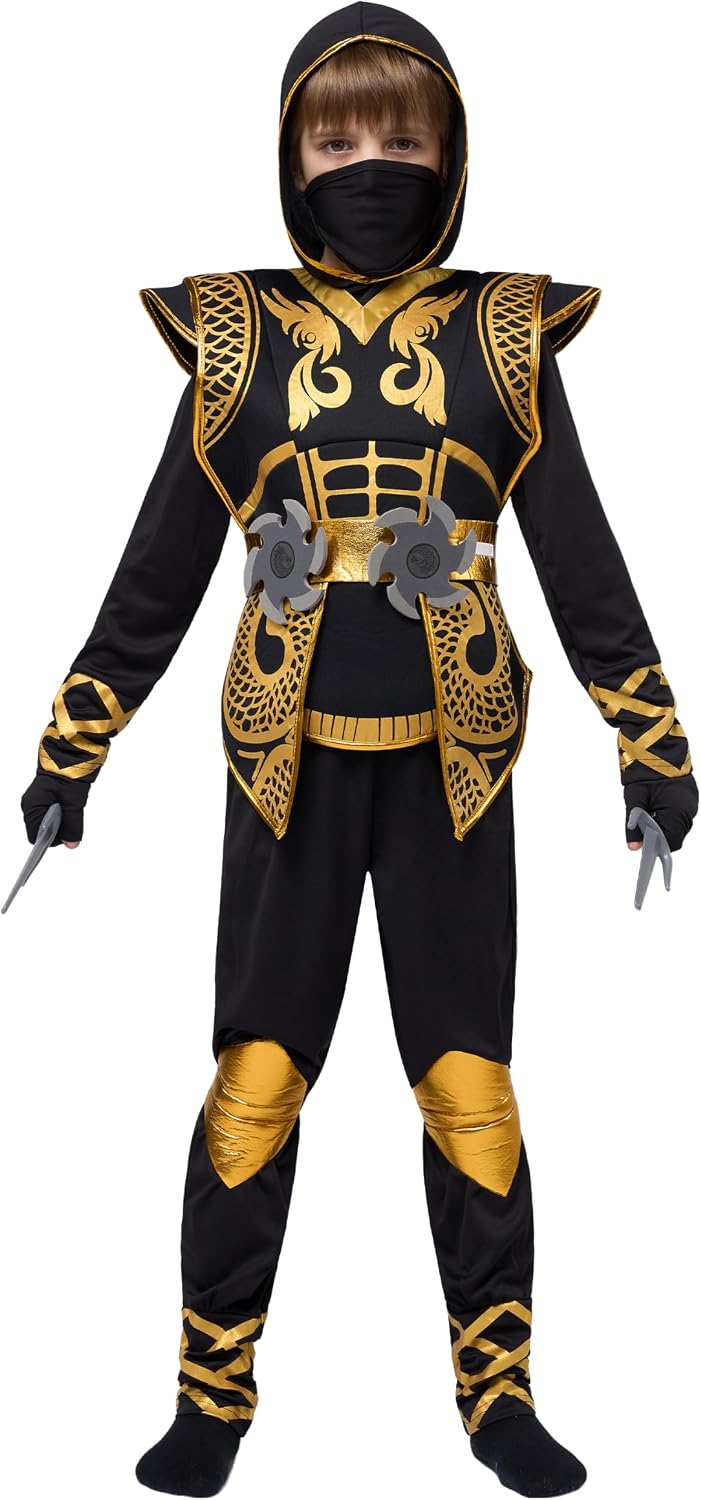 Kids' Golden Halloween Ninja Costume Set – Ventayo