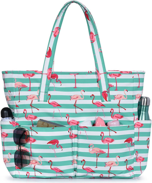 Ventayo – Large Waterproof Beach Tote Bag with Zipper | Sandproof Design for Travel & Vacation Essentials