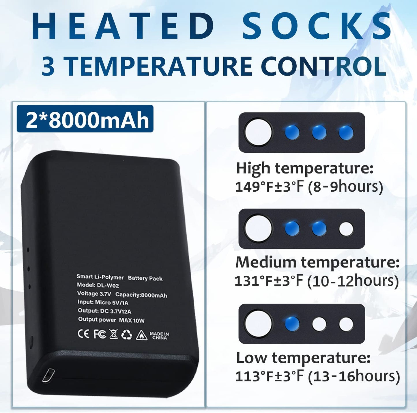 Electric Battery-Operated Rechargeable Self-Heating Heated Socks For Men And Women